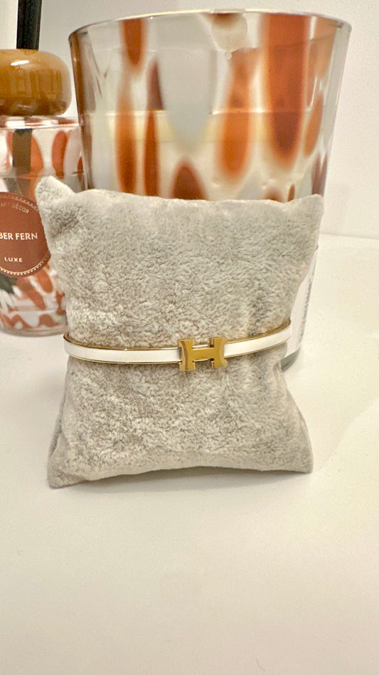 Bracelet Jonc H [ Blanc ]